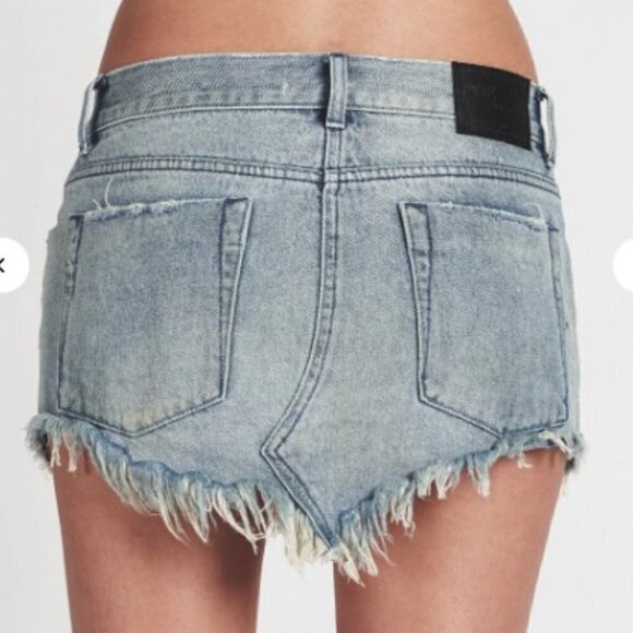NWT One Teaspoon Cowboy Junkyard Distressed Frayed Hem Mini Jean Skirt Size 25 - Picture 4 of 16